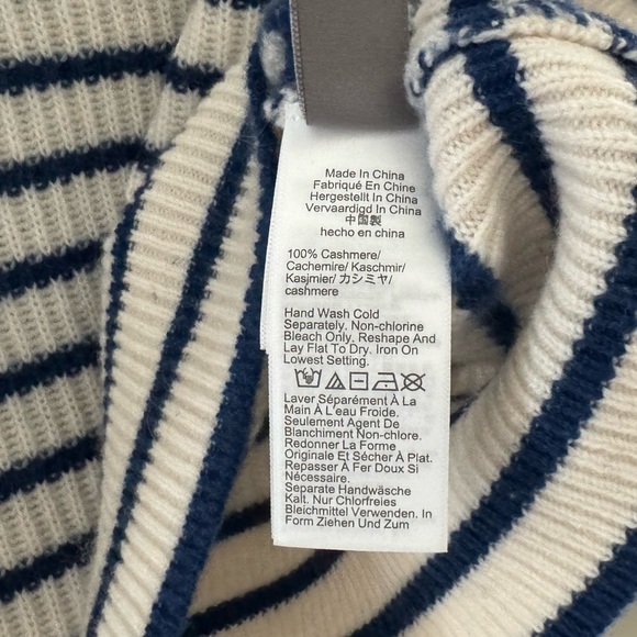 J. Crew Ribbed Cashmere Turtleneck Sweater Pullover Stripe Knit Classic Prep XS - Picture 10 of 12